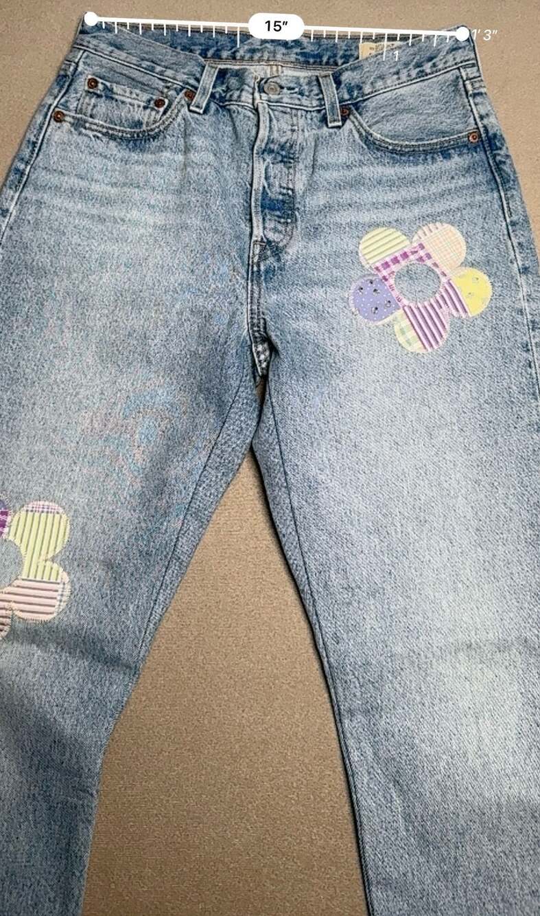 levis 501 sample womens 29x32 straight buttonfly floral patch 150th anniversary - Picture 5 of 6